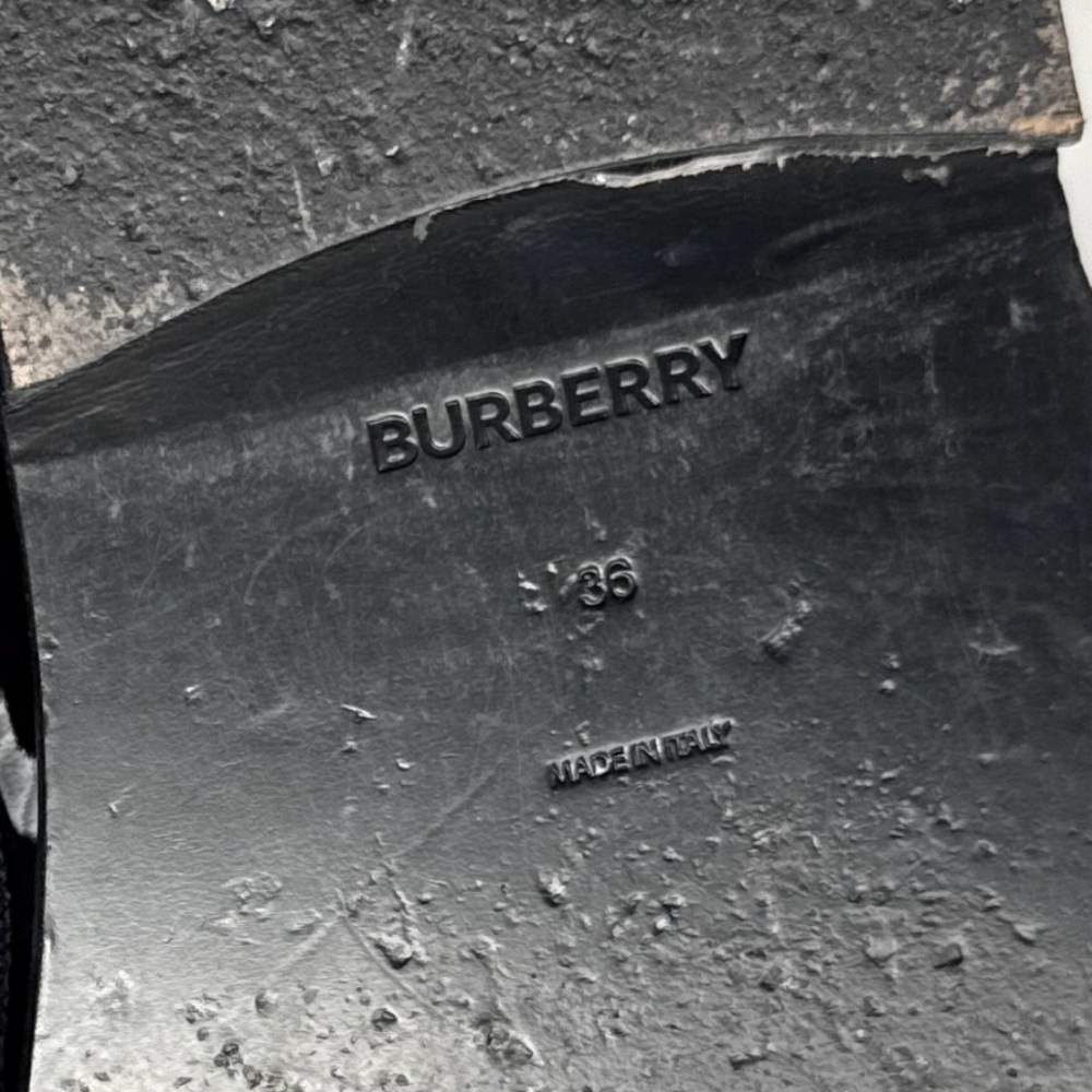 Burberry Alannis T-Bar Mary Jane Patent Leather Slide Mule Clog Shoes Black 36 - Picture 12 of 14